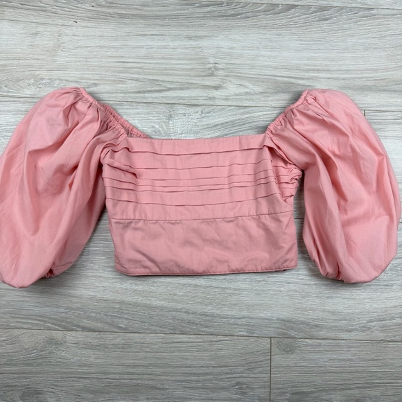 Abercrombie & Fitch Tops - Abercrombie Fitch Pink Square Neck Puffy Sleeve Cropped Top Womens XS